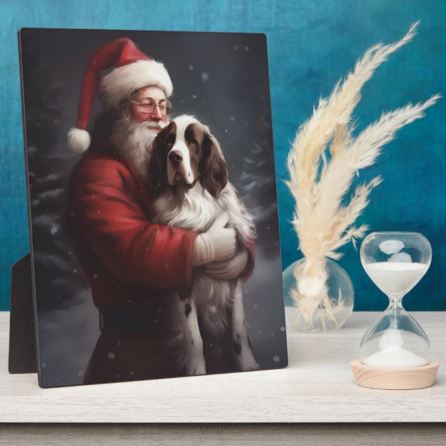 Plaque Photo Noël festif Springer Spaniel Santa Claus (Côté)