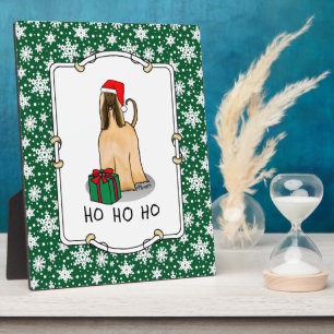 Plaque Photo Noël Père Noël Chapeau Afghan Hound Chien Fawn mig