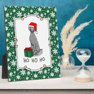 Plaque Photo Noël Santa Hat Weimaraner Chien (gris 1) mignon