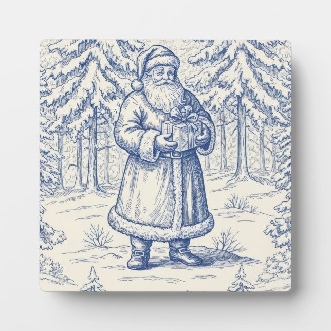 Plaque Photo Noël Toile Bleue  (Devant)