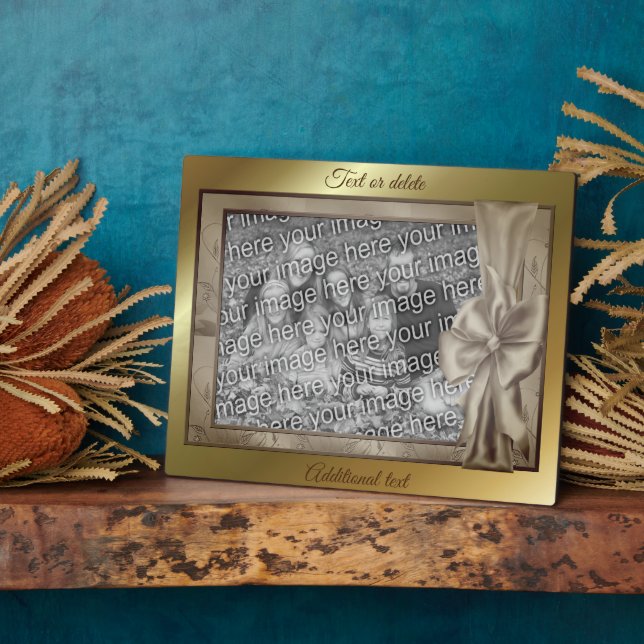 Plaque Photo Nœud en satin marron élégant Créez votre propre ph (Côté)
