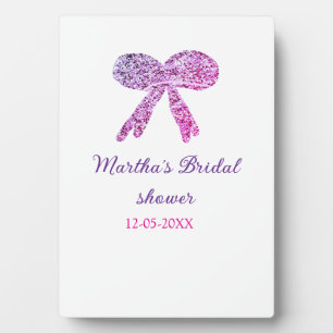 Plaque Photo Nœud rose violet scintillement paillettes mariage