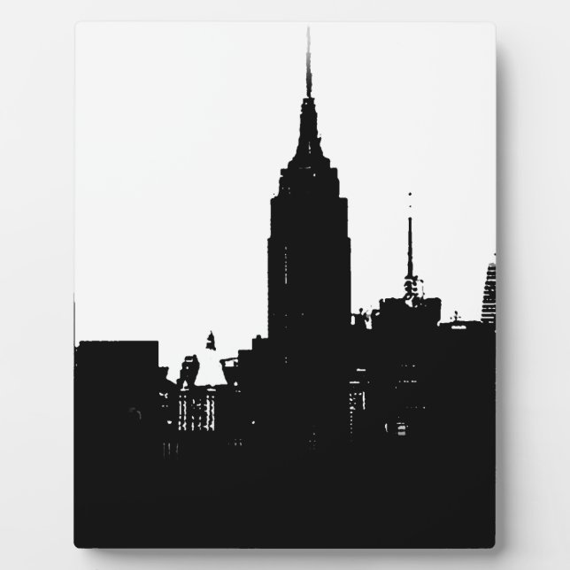 Plaque Photo Noir blanc New York Silhouette (Devant)