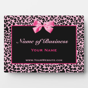 Plaque Photo Nom commercial tendance Pink and Black Leopard