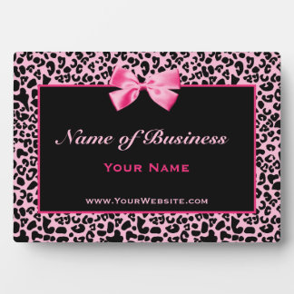 Plaque Photo Nom commercial tendance Pink and Black Leopard