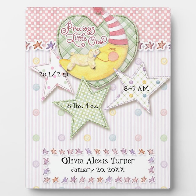 Plaque Photo Nom de bébé personnalisé Pépinière murale Art pour (Devant)