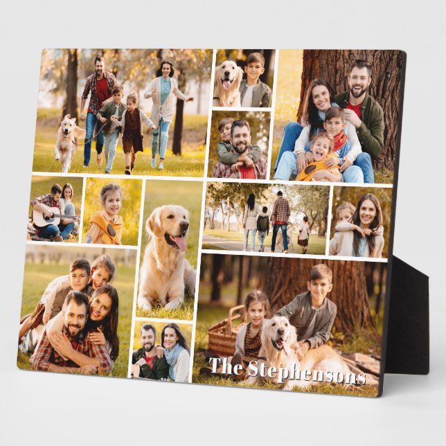Plaque Photo Nom de Collage de 12 Photos Unique Simple (Côté)