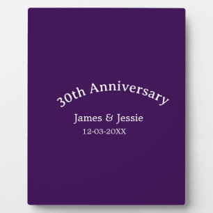 Plaque Photo nom de date d'anniversaire de mariage 30 ans simpl