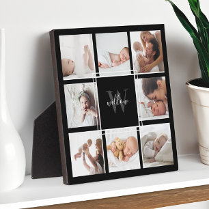 Plaque Photo Nom du bébé personnalisé & Monogramme Photo Collag