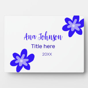 Plaque Photo Nom du doodle fleur bleu année 20XX profession