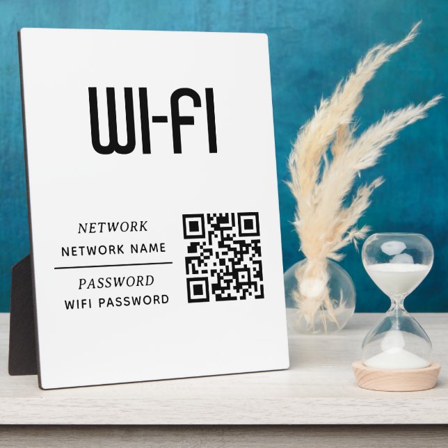 Plaque Photo Nom et mot de passe du réseau WiFi Code QR  (Côté)