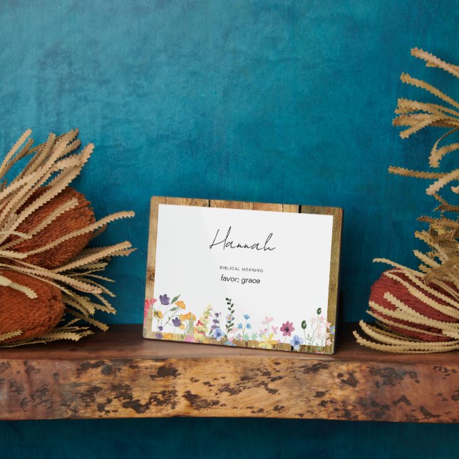 Plaque Photo Nom personnalisé Biblique Signification Fleur sauv (Côté)