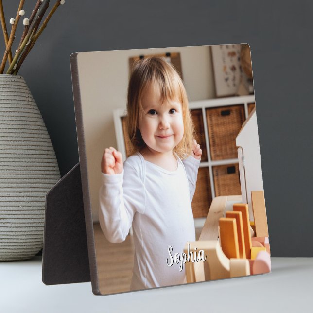 Plaque Photo Nom photo et script de votre enfant (Créateur téléchargé)