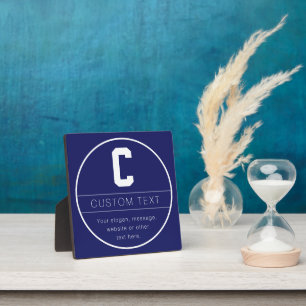 Plaque Photo Nom unique et modèle de monogramme   Bleu marine
