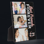 Plaque Photo Noms et photos des enfants mignons 'Meilleurs amis<br><div class="desc">Joli collage photo girly bestie et plaque de nom,  avec 3 photos avec une pointe de superposition branchée,  texte de script de calligraphie qui dit 'meilleurs amis pour toujours'. Fait un merveilleux cadeau photo de gardien pour votre BFF,  bestie ou meilleur ami.</div>
