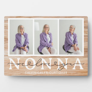 Plaque Photo Nonna We Love You Heart Script 3 Photo Gift