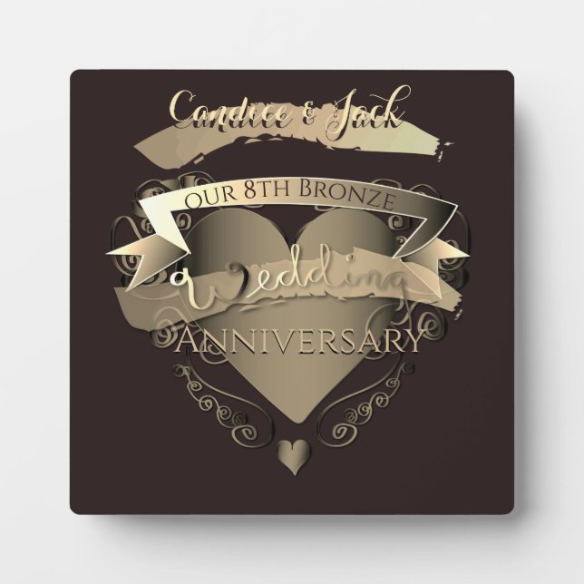 Plaque Photo "Notre 8ème anniversaire de Mariage de bronze" (Devant)