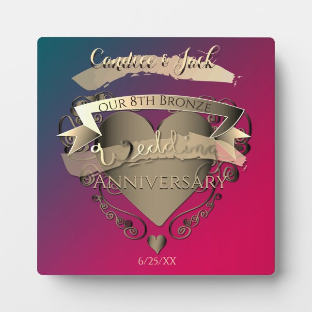 Plaque Photo "Notre 8ème anniversaire de Mariage de bronze" Tou (Devant)