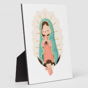 Plaque Photo Notre-Dame de Guadalupe avec ange Style Kawaii