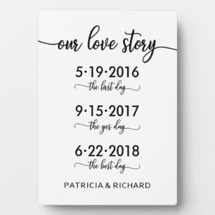 Plaque Photo Notre histoire d'amour Dates spéciales Chronologie