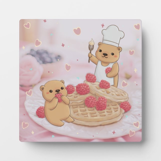 Plaque Photo Nounours et gaufres (Devant)