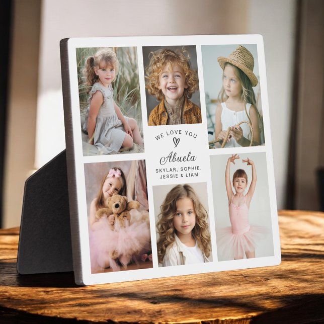 Plaque Photo Nous t'aimons Abel Photo Collage Keepsaké (Personalize this custom plaque with 6 selected photos for a great gift idea for Abuela.)