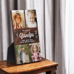 Plaque Photo Nous t'aimons Grand-Père Rustic Wood Photo Collage<br><div class="desc">La Plaque de collage photo moderne Grandpa We Love You Heart est un cadeau émouvant et personnalisé qui met en valeur votre amour pour votre grand-père. Cette plaque magnifiquement conçue comprend un collage photo en forme de coeur, vous permettant d'ajouter vos photos de famille préférées dans un agencement moderne et...</div>
