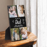 Plaque Photo Nous t'aimons Papa Photo Collage Moderne<br><div class="desc">The Dad We Love You Heart Modern Photo Collage Plaque est un cadeau touchant et personnalisé qui met en valeur votre amour pour votre père. Cette plaque magnifiquement conçue comprend un collage photo en forme de coeur, vous permettant d'ajouter vos photos de famille préférées dans un agencement moderne et élégant....</div>
