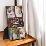 Plaque Photo Nous t'aimons Papa Rustic Wood Photo Collage<br><div class="desc">The Dad We Love You Heart Modern Photo Collage Plaque est un cadeau touchant et personnalisé qui met en valeur votre amour pour votre père. Cette plaque magnifiquement conçue comprend un collage photo en forme de coeur, vous permettant d'ajouter vos photos de famille préférées dans un agencement moderne et élégant....</div>