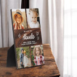 Plaque Photo Nous vous aimons Abuelo Rustic Wood Photo Collage<br><div class="desc">Le Abuelo We Love You Heart Modern Photo Collage Plaque est un cadeau émouvant et personnalisé qui met en valeur votre amour pour votre grand-père. Cette plaque magnifiquement conçue comprend un collage photo en forme de coeur, vous permettant d'ajouter vos photos de famille préférées dans un agencement moderne et élégant....</div>