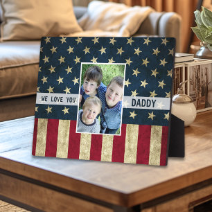 Plaque Photo Nous Vous Aimons Papa Photo Militaire Drapeau Amér