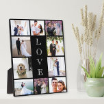 Plaque Photo Nouveau marié Love 10 Photo Collage Mariage<br><div class="desc">Une plaque de collage photo noir pour les jeunes mariés avec un collage photo de 10 de votre jour de mariage,  fiançailles,  lune de miel,  fête de mariée,  groomsmen,  famille,  etc,  et "LOVE" écrit au milieu en lettres blanches élégantes.</div>
