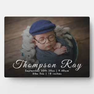 Plaque Photo Nouveau-né Baby Boy Cadeau Birth Stats Faire-part