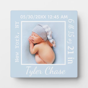 Plaque Photo Nouveau-né Baby Boy Cadeau Birth Stats Faire-part