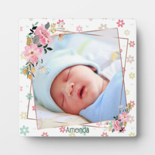 Plaque Photo Nouveau-né Baby Nom de la fille Floral Photo perso
