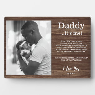Plaque Photo Nouveau papa de Baby Bump Poem Message Wood