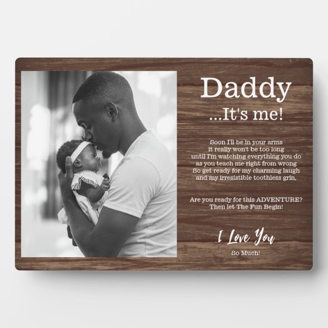 Plaque Photo Nouveau papa de Baby Bump Poem Message Wood (Devant)
