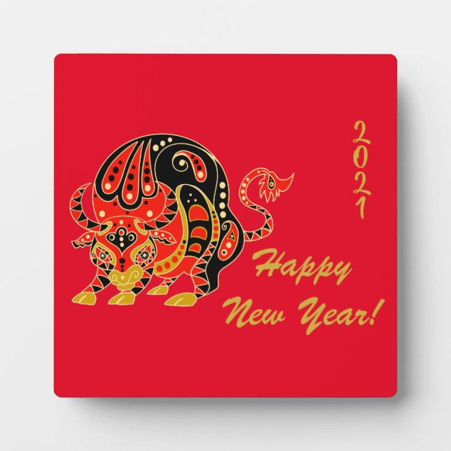 Plaque Photo Nouvel An chinois, année du boeuf (Devant)