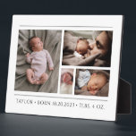 Plaque Photo Nouvelle photo bébé<br><div class="desc">Créez un adorable collage de nouvelles photos de bébé à afficher et à chérir comme un gardien au cours des années. Prends ces premiers jours pour toujours. Ajoutez vos propres photos pour remplacer ces exemples de photos.</div>