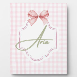 Plaque Photo Nurserie personnalisée pour bébé fille avec nœud e