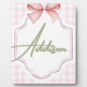 Plaque Photo Nurserie personnalisée pour bébé fille avec nœud e