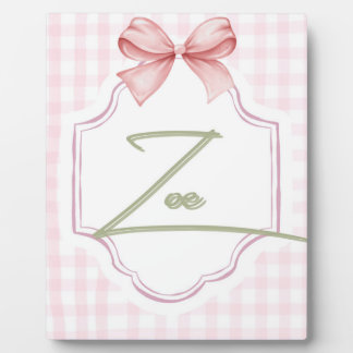 Plaque Photo Nurserie personnalisée pour bébé fille Zoe avec no