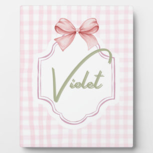Plaque Photo Nursery personnalisé pour bébé fille avec nœud et 