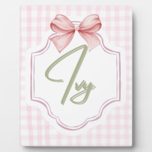 Plaque Photo Nursery personnalisé pour bébé fille avec ruban et