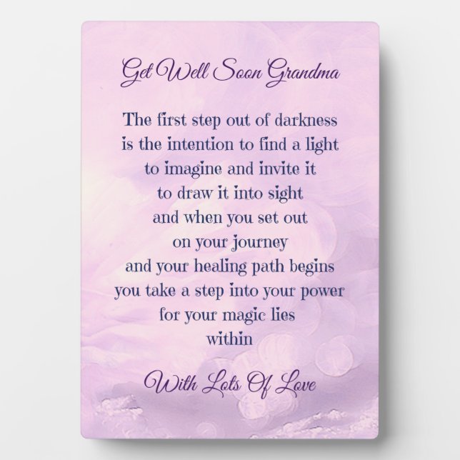 Plaque Photo Obtenez bien Bientôt Grand-mère Poème cadeau desig (Devant)