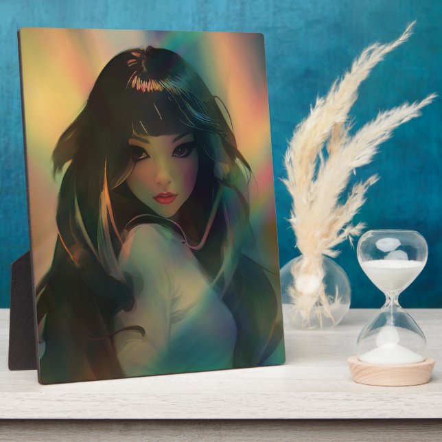Plaque Photo Oeuvre d'Anime Girl entourée de Rainbow Light (Côté)