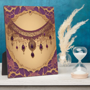 Plaque Photo Œuvre d'art IA Royal Purple Gold Lace