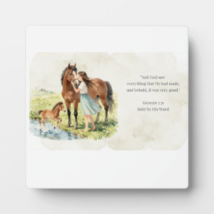 Plaque Photo Œuvre d'art murale de la famille de chevaux tenue
