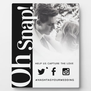 Plaque Photo Oh snap hashtag mariage simple texte gras grand