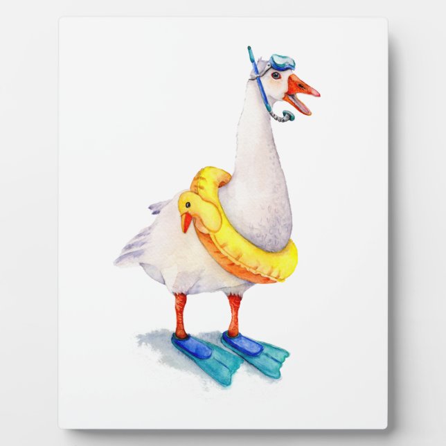 Plaque Photo Oie blanche en snorkeling (Devant)